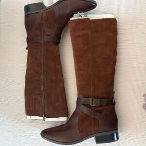 Brown Suede Boots NWOT Rena Tall 10M  Leather Riding Boho Oldmoney Equestrian